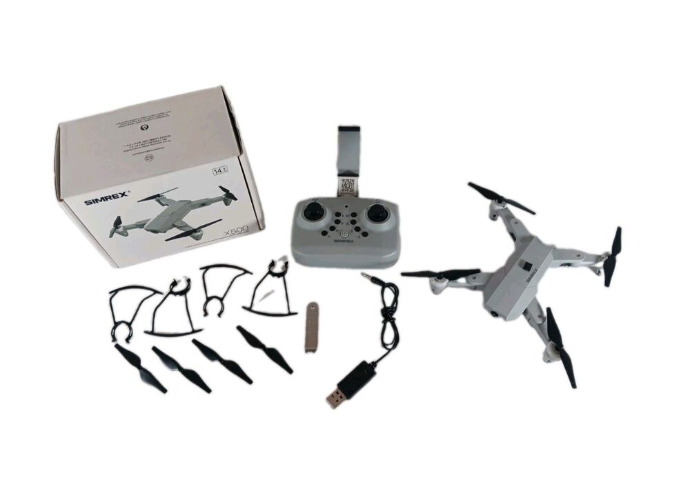SIMREX X500 Foldable Drone RC Quadcopter  w/ Controller - FOR PARTS; UNTESTED